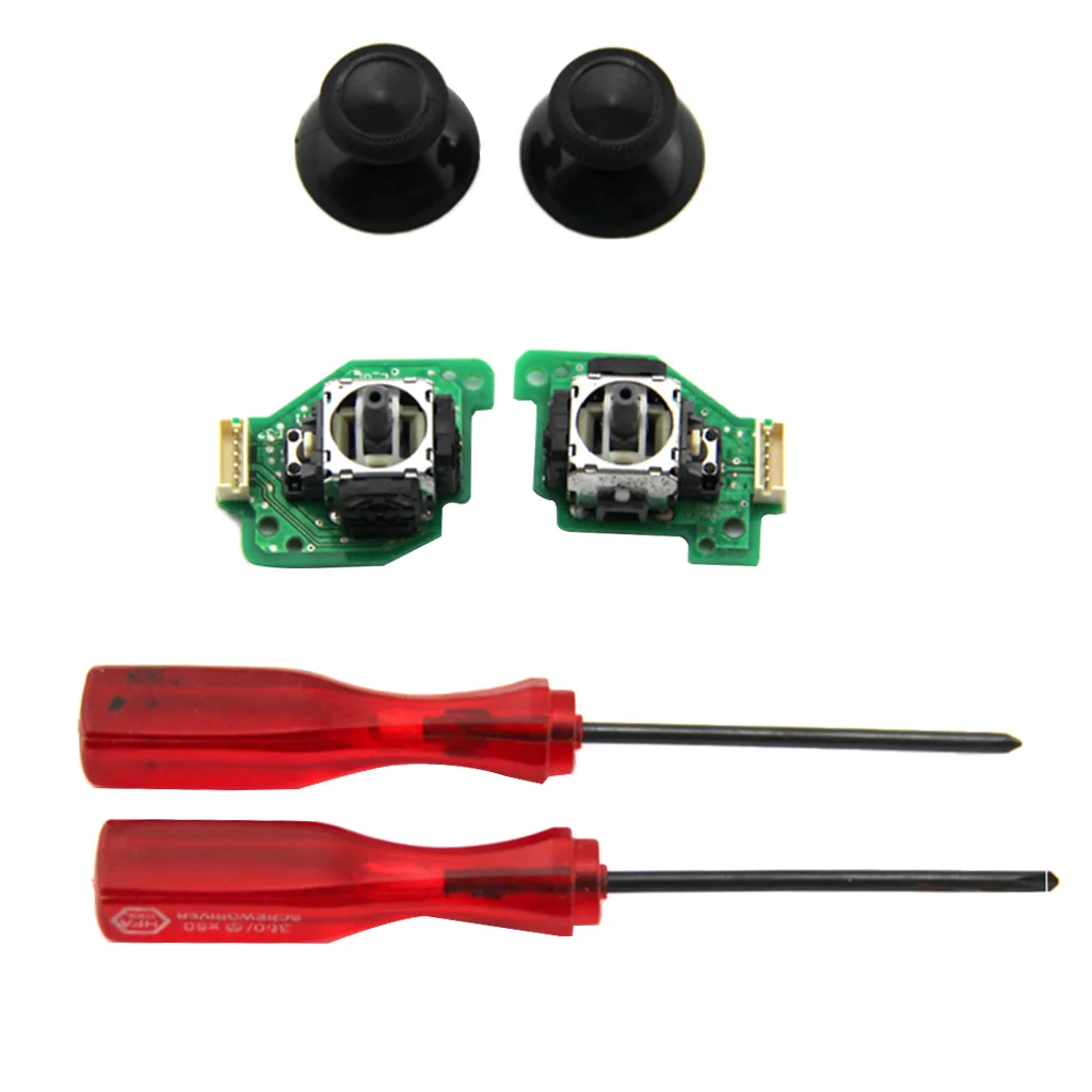 Replacement Left and Right Analog Stick with PCB + Thumbsticks Caps for Wii U GamePad Controller