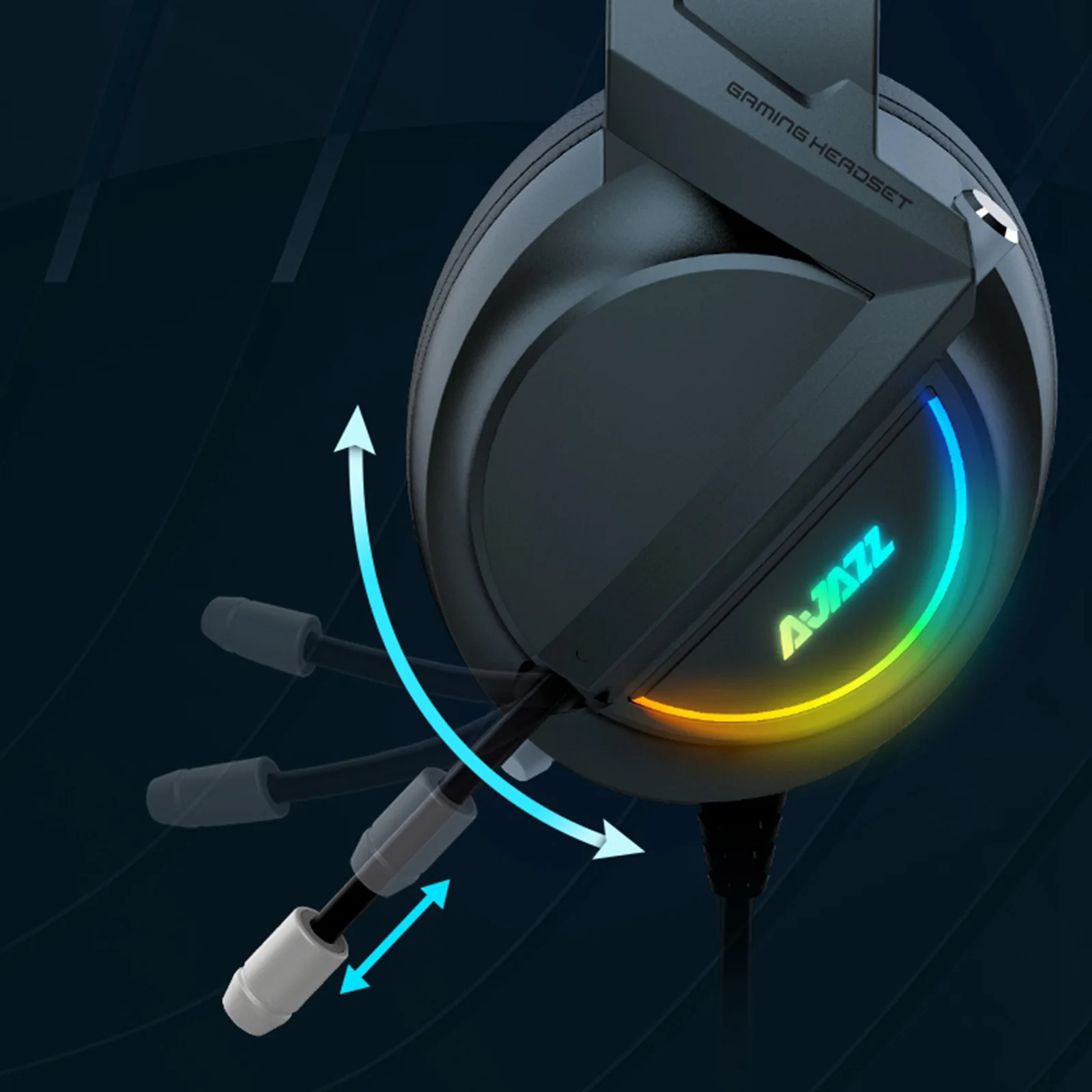 Ajazz AX365 Gaming Headset 7.1 Channel Surround Wired Headphones w/ Retractable MIC For Desktop Laptop