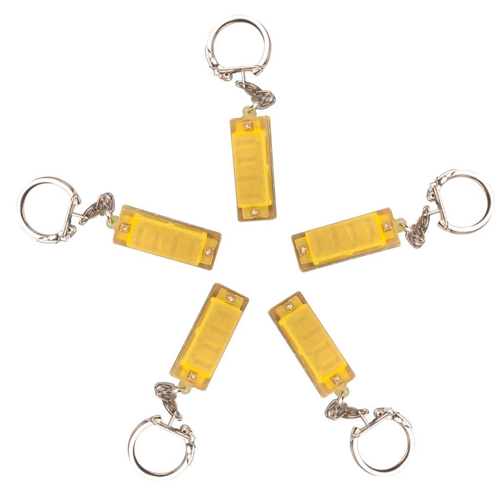 5pcs Plastic Harmonica Key Chains Mouth Organ Keyfods 4 Holes Mini Musical Instrument