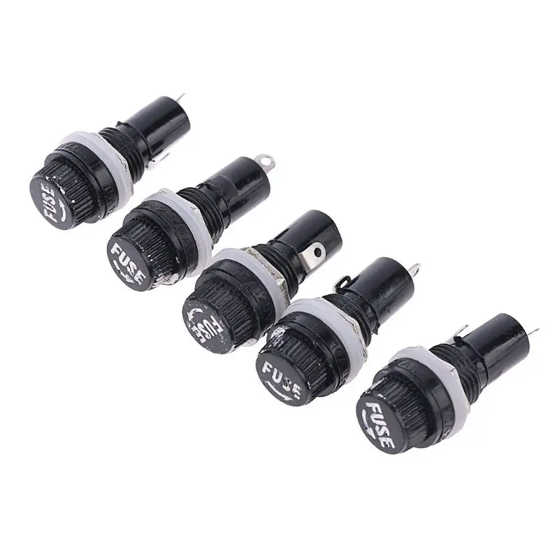 10pcs Fuse Holder Case With Cover 250V 10A Used for 5x20mm PCB Mount Black Color 