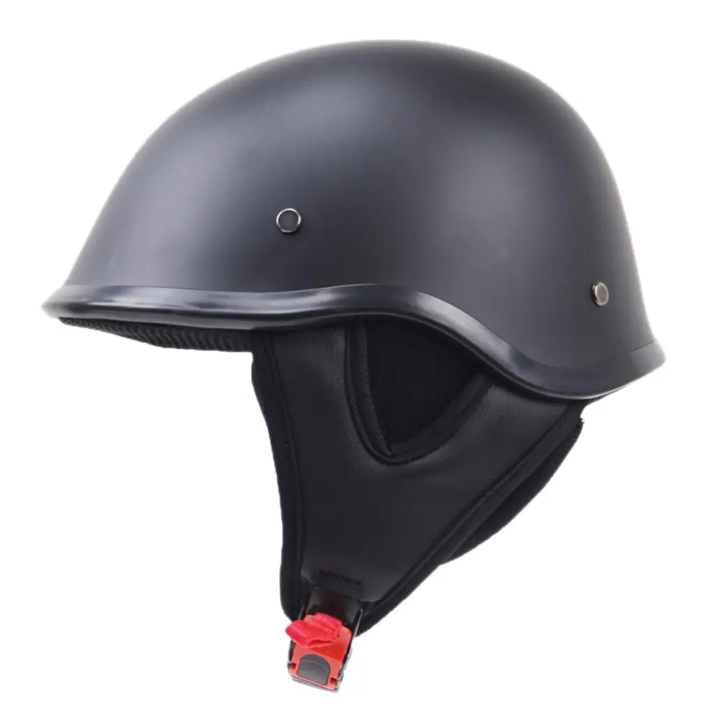 Matte Black Dot Motorcycle Half Helmet Skull Cap Hat For Harley Chopper Bobber