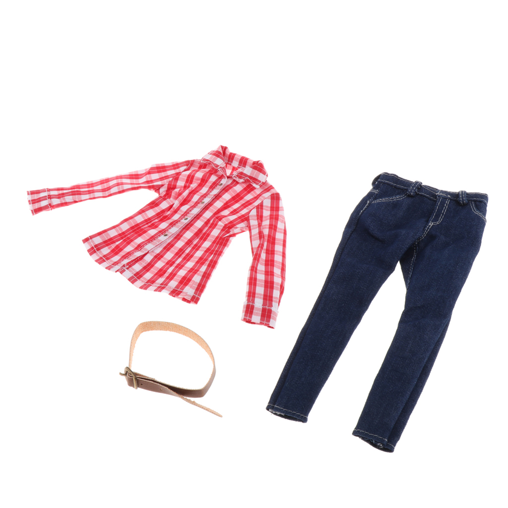 1/6 Scale Female Figure Doll Clothes, Handmade Costume, Long Sleeve Plain Shirt