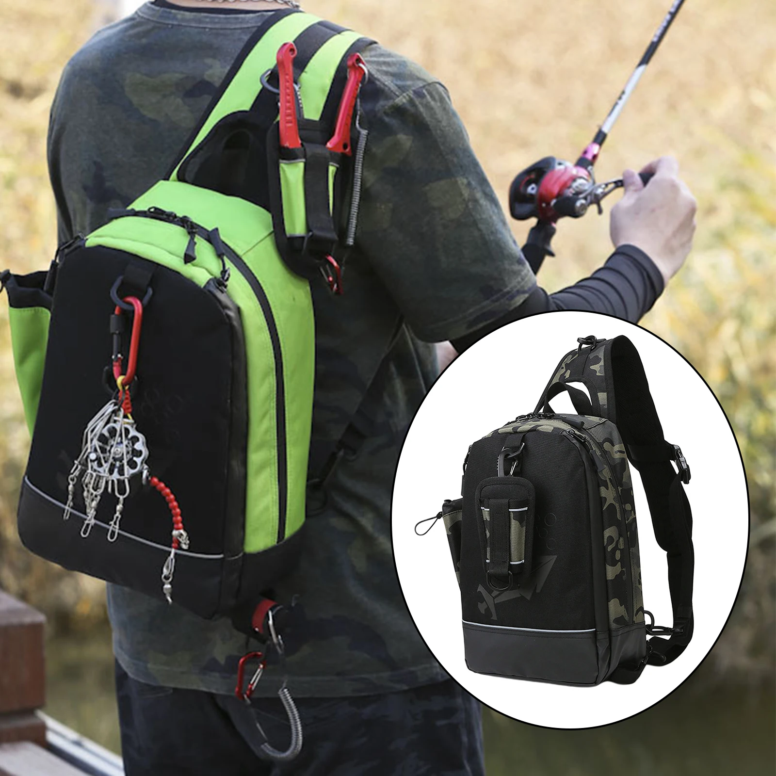 Men Shoulder Bags Oxford Cloth Fishing Packs Sling Bag Crossbody Outdoor Sport Daily Picnic Canvas Messenger Chest Bag