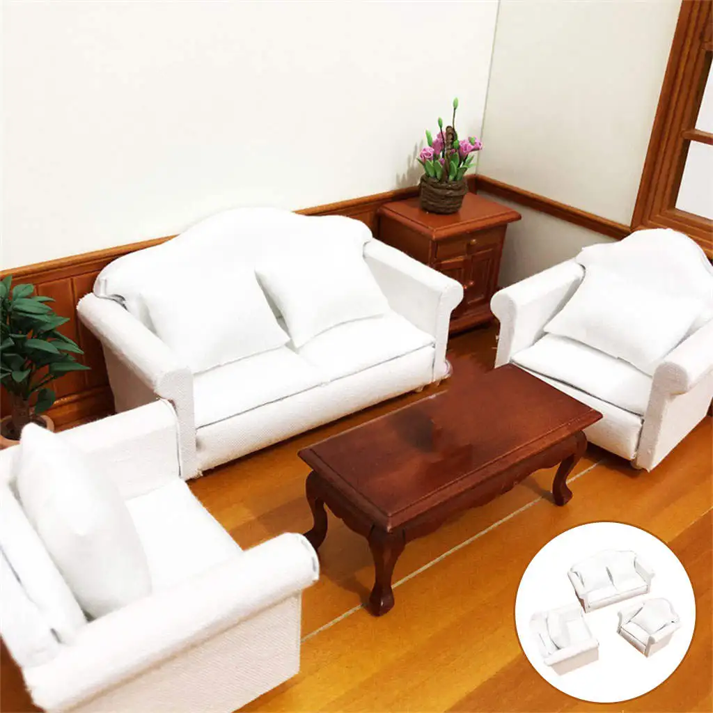 3x Doll House Furniture Furnishing Miniature Couch 1:12 for Living Room