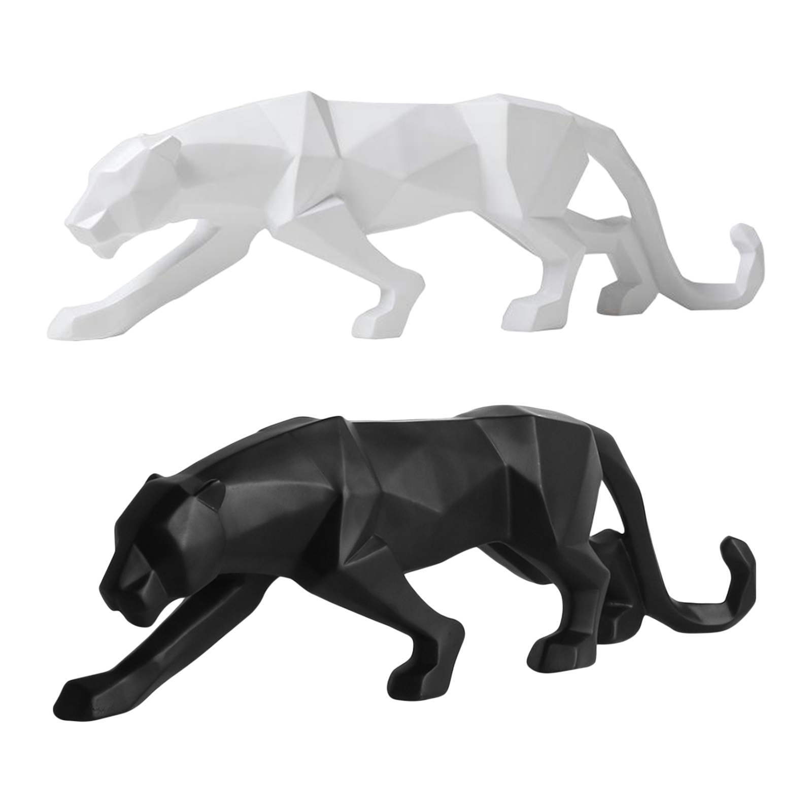 Modern Leopard Sculptures, Panther Collectible Figures, Resin Animal Statues, Wildlife Desk Decor, Office