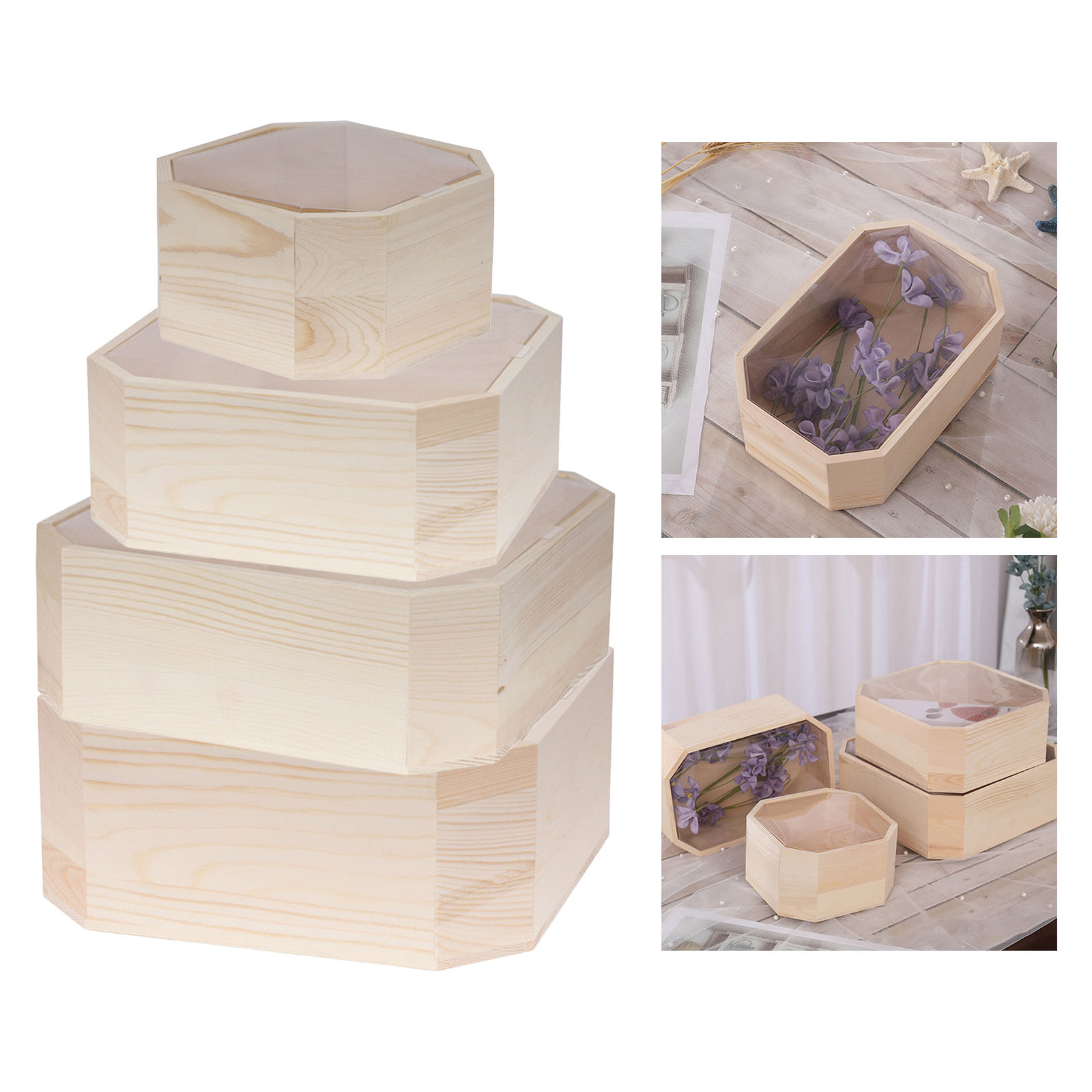 Wooden Storage Box Window Design Soap Flower Gift Packing Wood Box Wedding Rings Organizer Case
