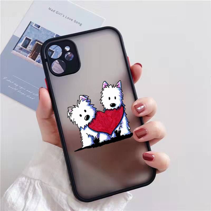 Westie lovely cartoon dog Phone Case matte transparent  For iphone 7 8 11 12 13 plus mini x xs xr pro max cover iphone 11 case with card holder