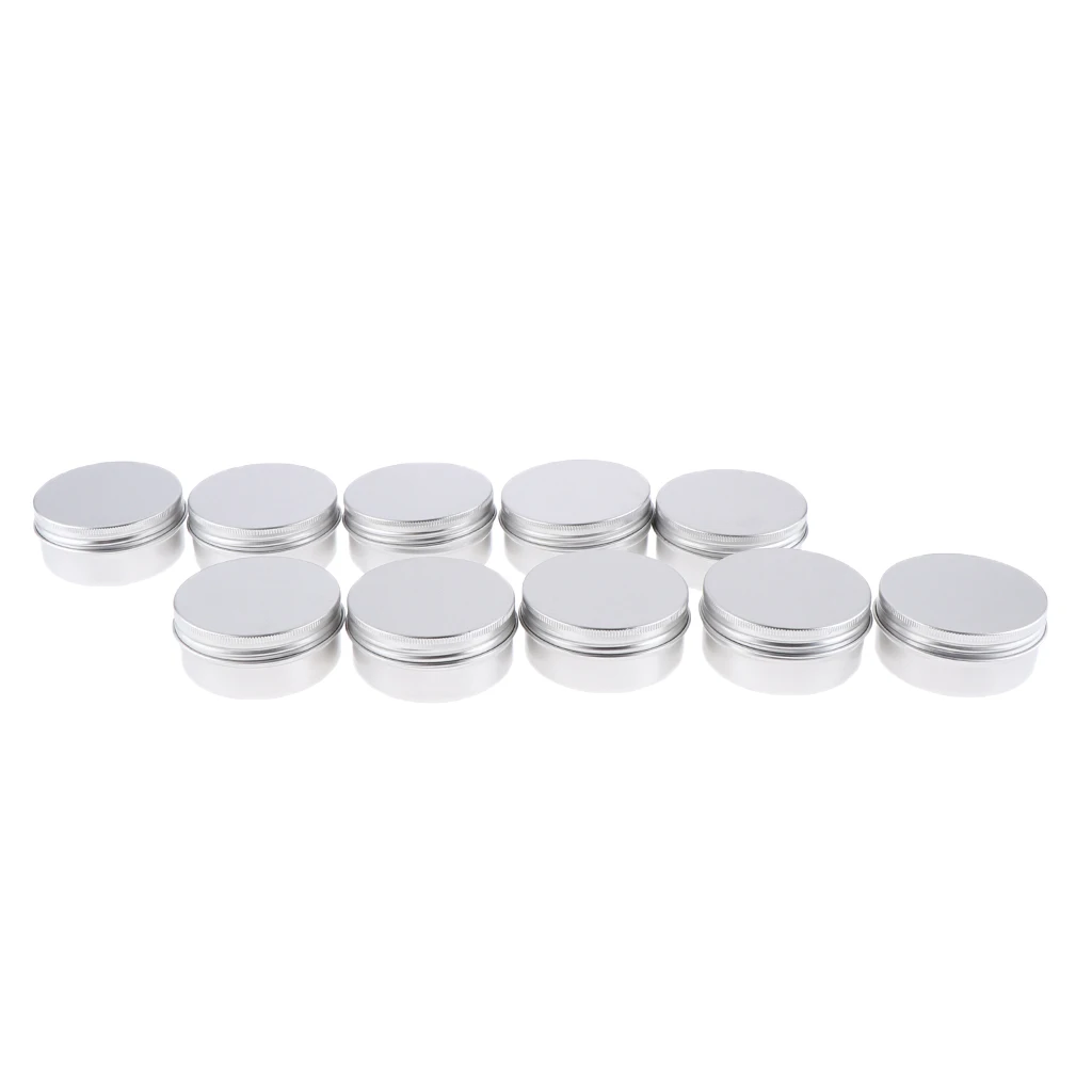 10Pcs Silver Round Aluminum Cans Screw Lid Tins Jars Empty Containers 50ml