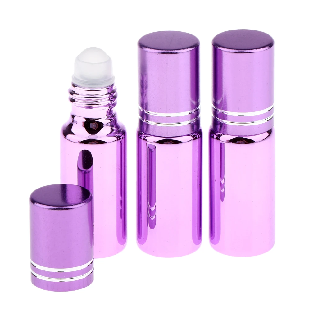 3Pcs Empty Roll On Bottles 5ml Glass Roller Bottle For Perfume Essential Oil