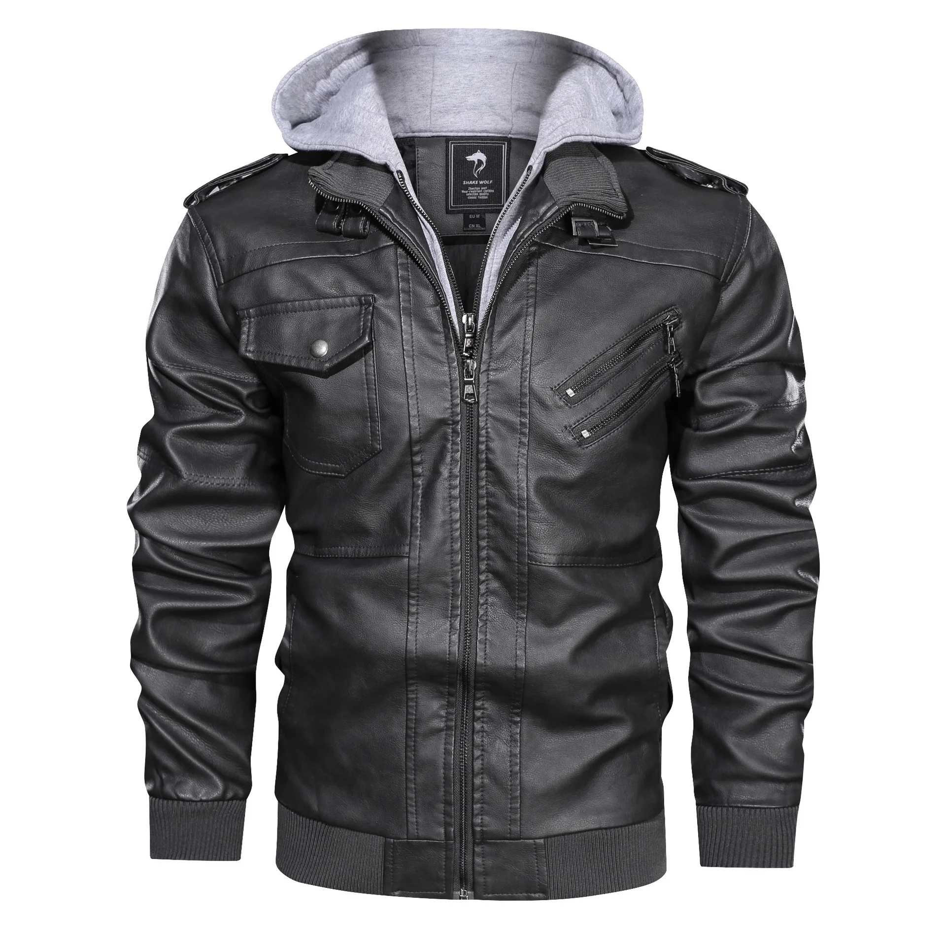 leather field jacket New Men's Liner PU Leather Jackets Coats with Hood Autumn spring Casual Motorcycle Jacket For Men Windbreaker Biker Jackets 5XL leather blazer men