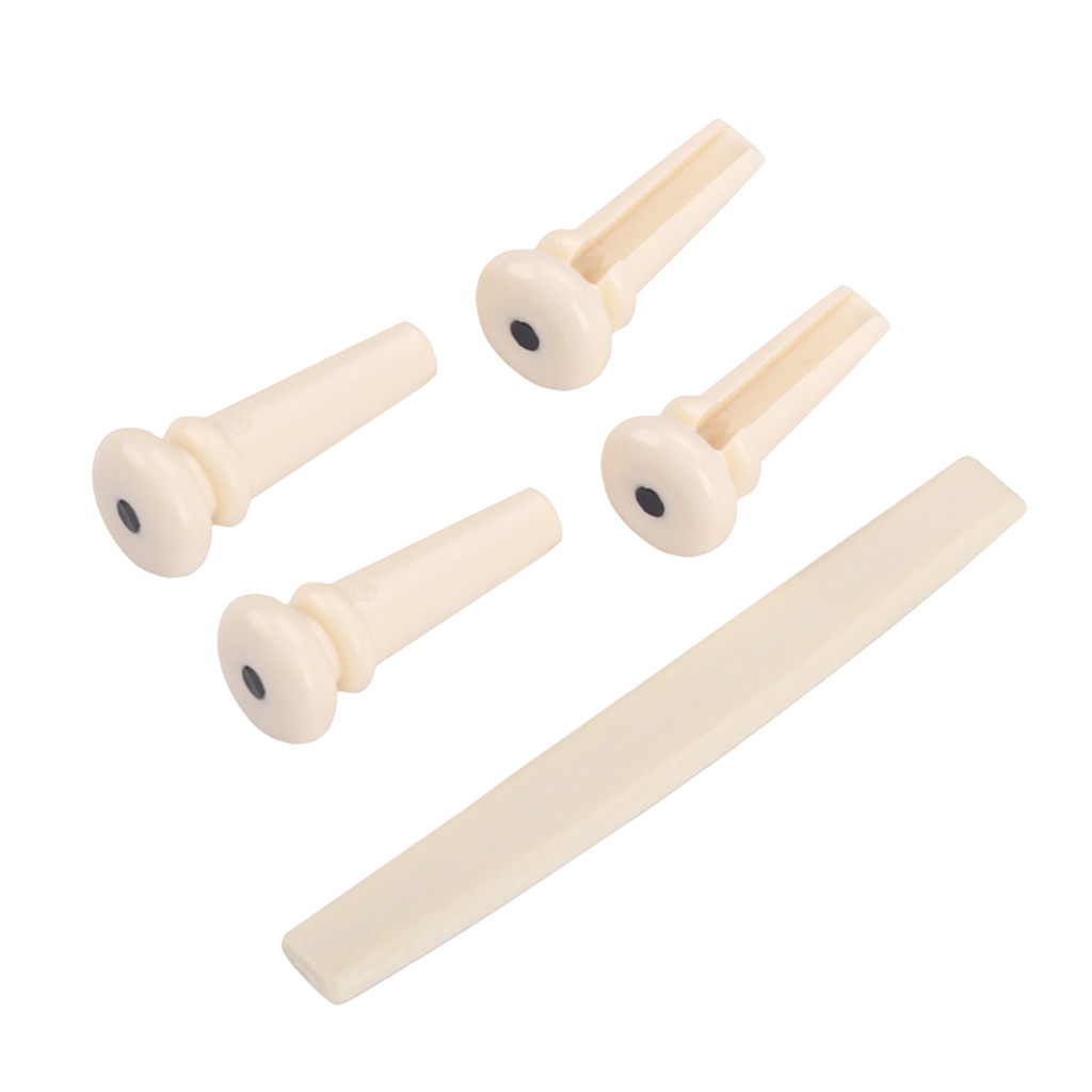 1 Set Cream Plastic Bridge Pins+Saddle for Acoustic Bass Guitar Musical Instrument Parts