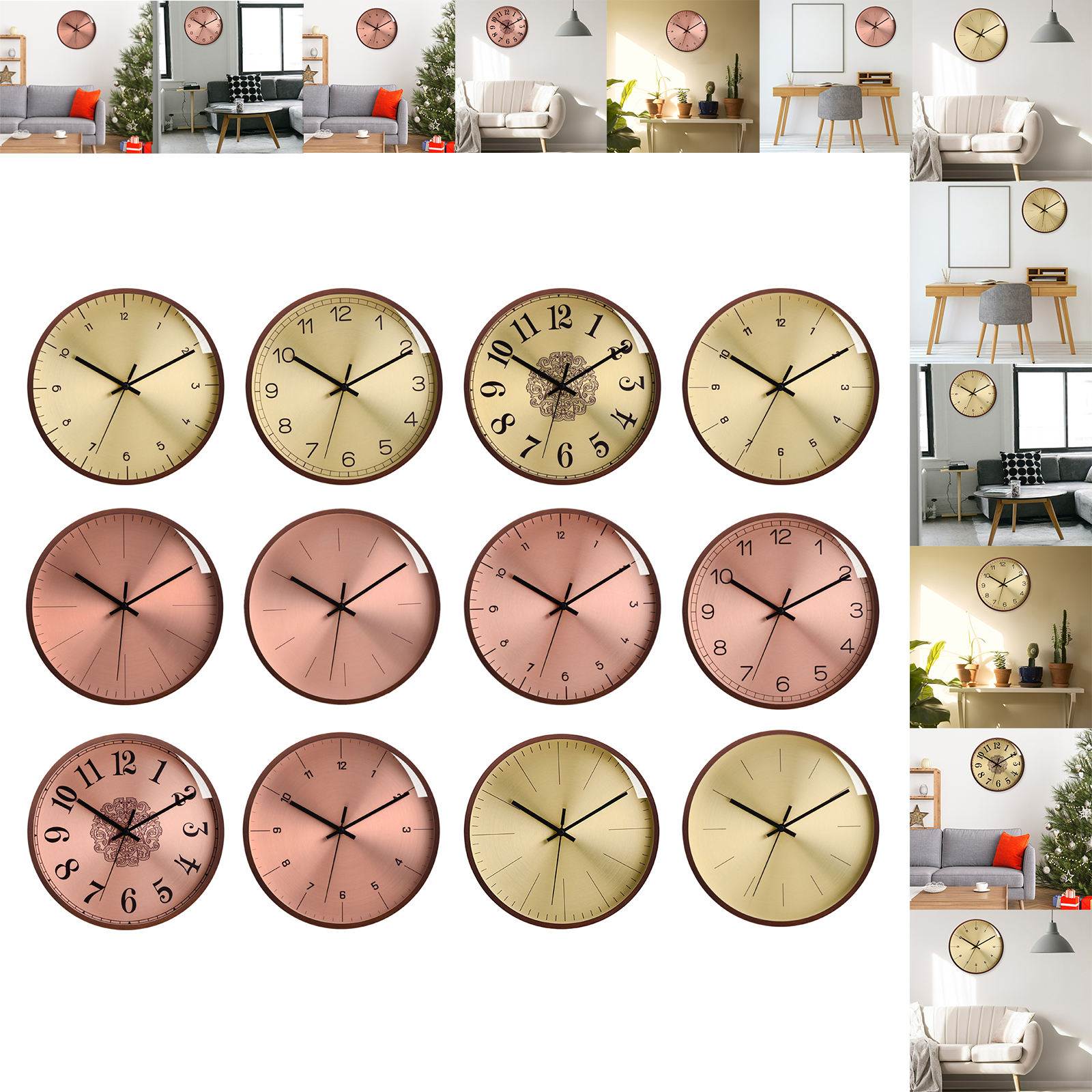 Clock Minimalism Mist Proof Mute Work Luxury Metal Easy Read Precise Hanging Vintage Round for Living Room Corridor Bedroom