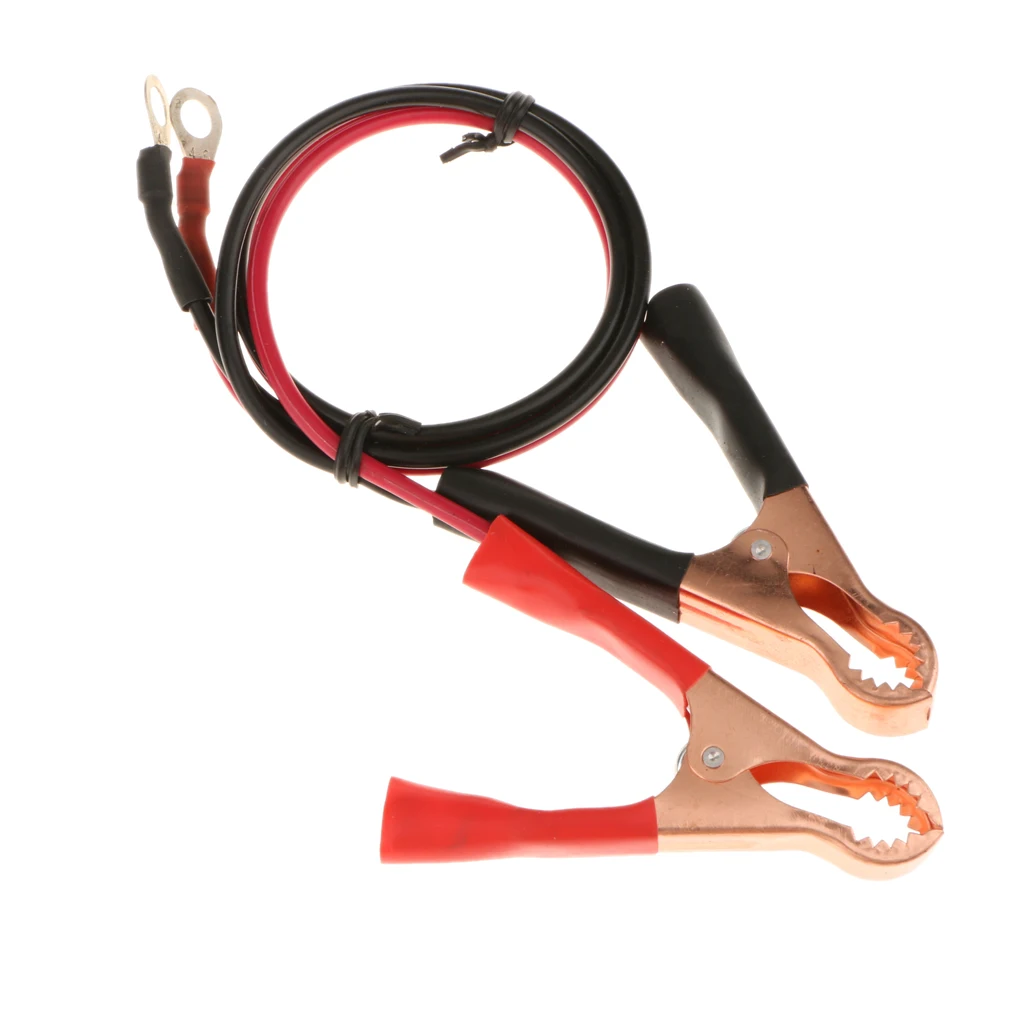 2pcs 50A Battery Terminal Alligator Clamp Cable Clip for Car Black+Red Safety Prevent Damage to Devices