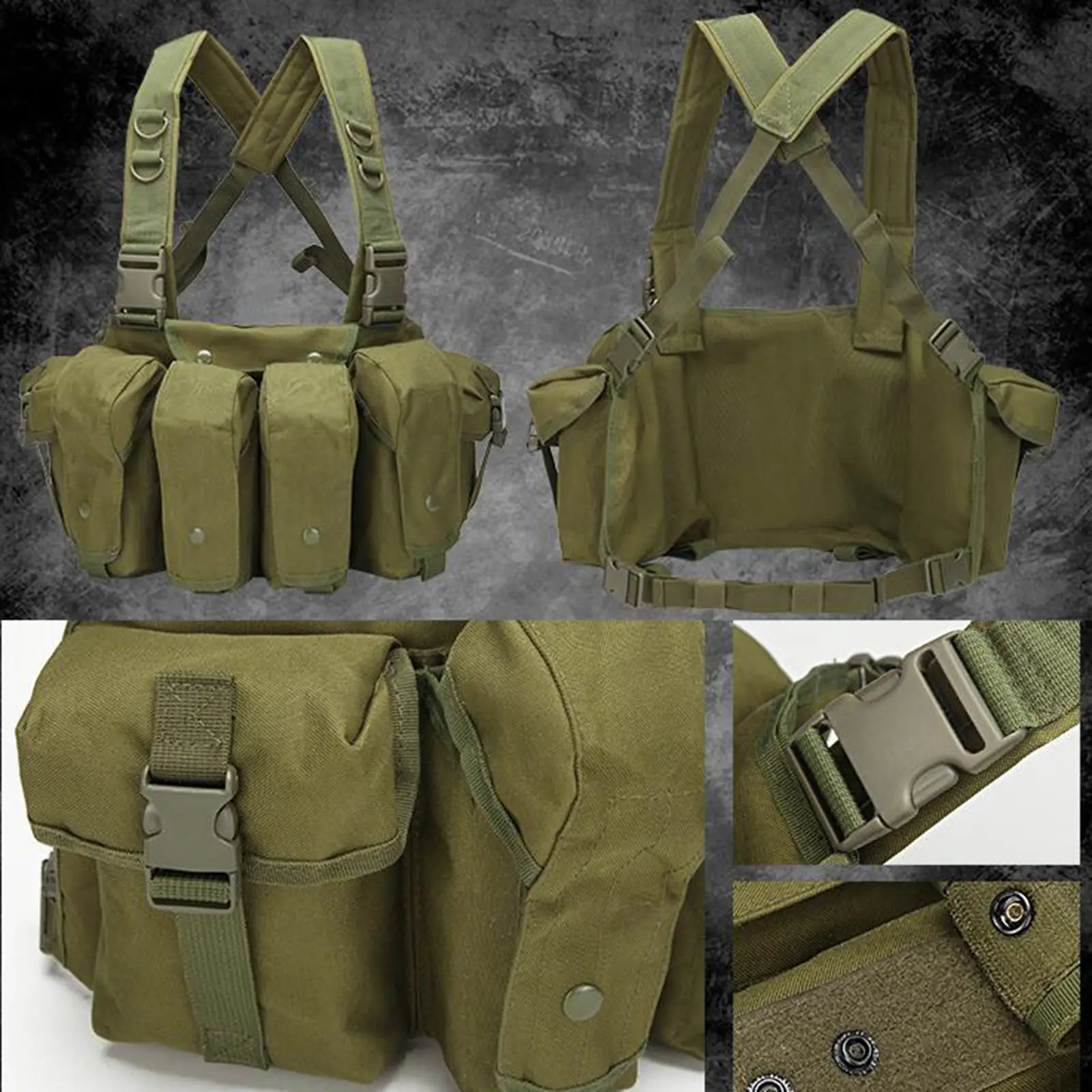 CS Modular Chest Set MOLLE Adjustable Harness Chest Rig Tactical Vest Hiking Camping Combat Game Jungle Clothing