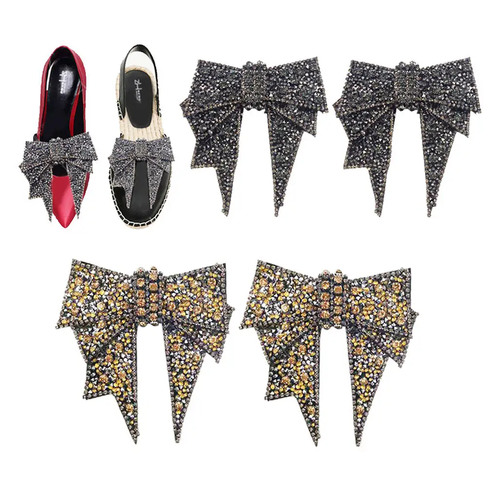 Rhinestone Bowknot Shoe Applique Decorative Sew On Shoe Charm for Variety Shoes