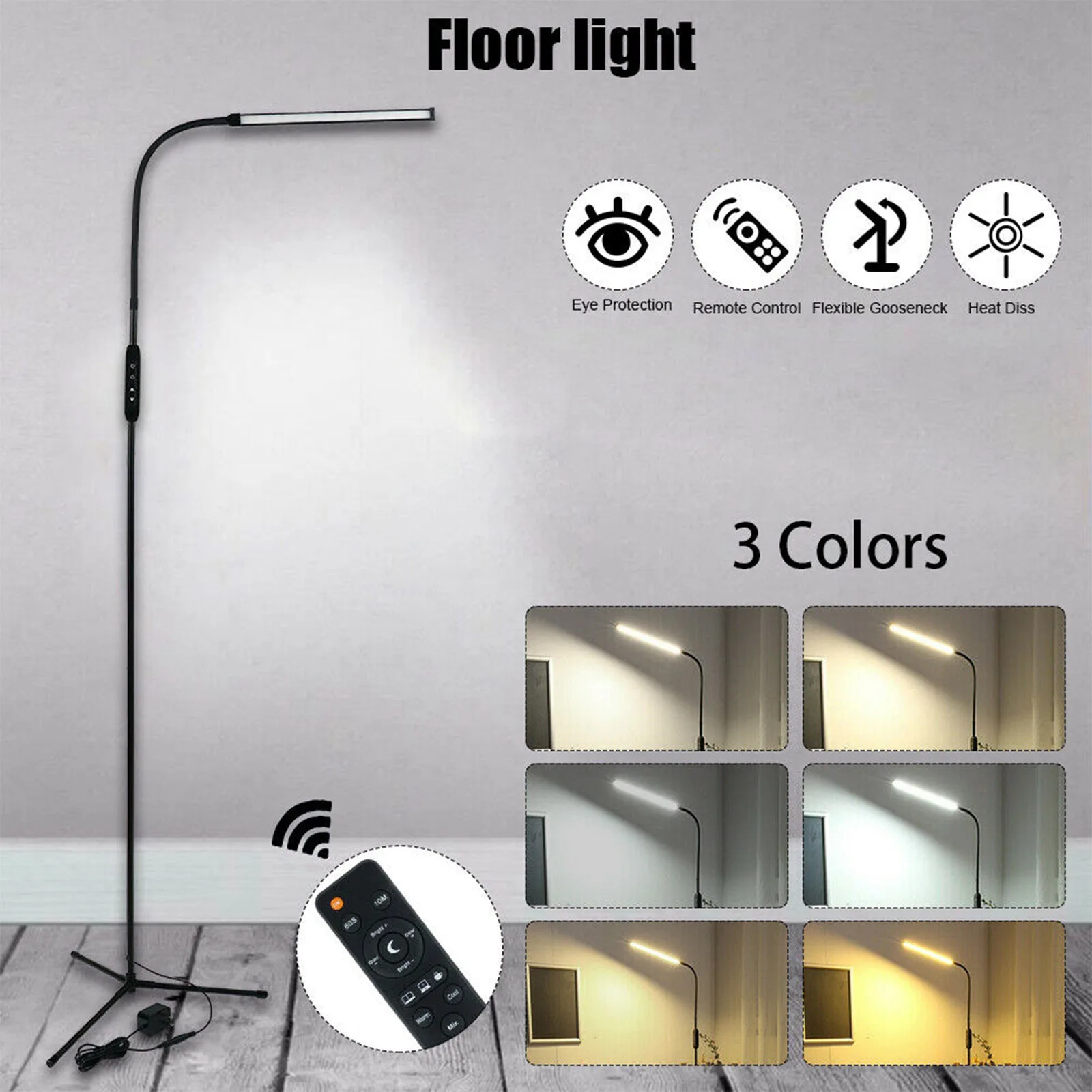 Floor-Lamp Smart Control with Remote Controller Bright Floor Lamps for Living Room Bedroom Office Kids Room