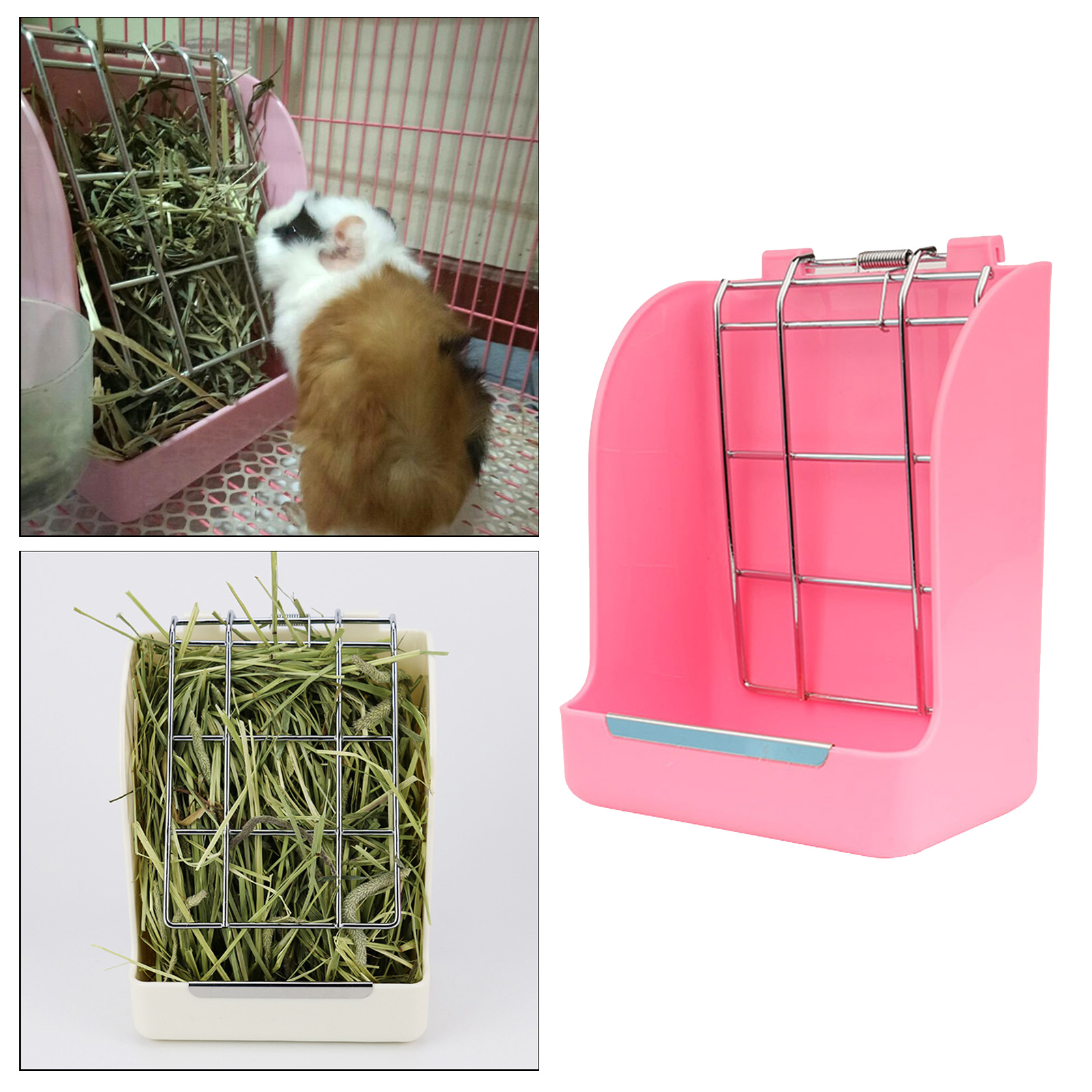 Plastic Hanging Hay Rack Bowl Rabbit Feeder Stand for Herbivore Guinea Pig