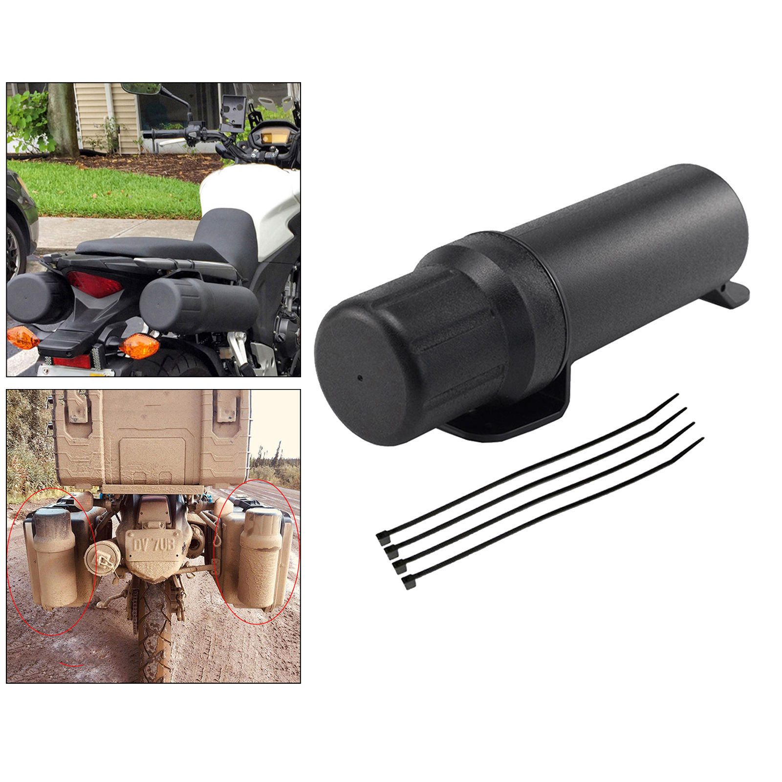 Universal Off-Road Motos Motorcycle Tube Gloves Raincoat Storage Box Cap Holder Black