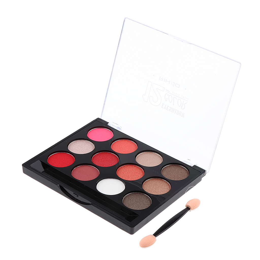 Hot Professional 12 Shades Eye Shadow Palette w/ Double Head Brush - Waterproof, Long-Lasting, Easy to Color