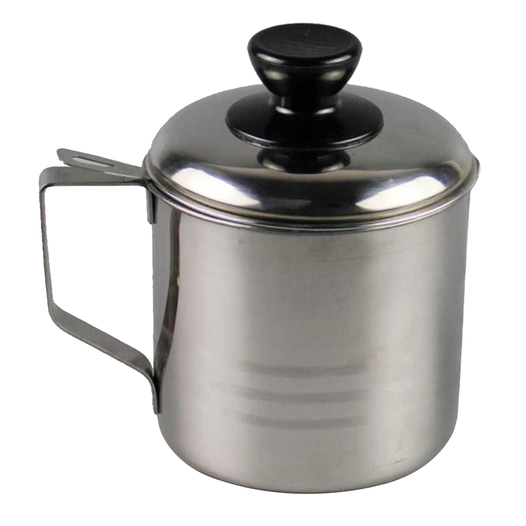 Stainless Oil Strainer Cup Can Container with Filter Mesh Kitchen Cookware