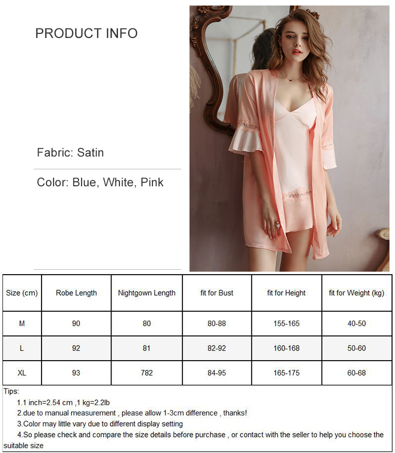 Waliicorners Bathrobe Gown Lounge Wear Lingerie Bridal Patchwork Sleepwear Satin Robe Set 7 H03174521a5a6436980ce3b925af57b7d7