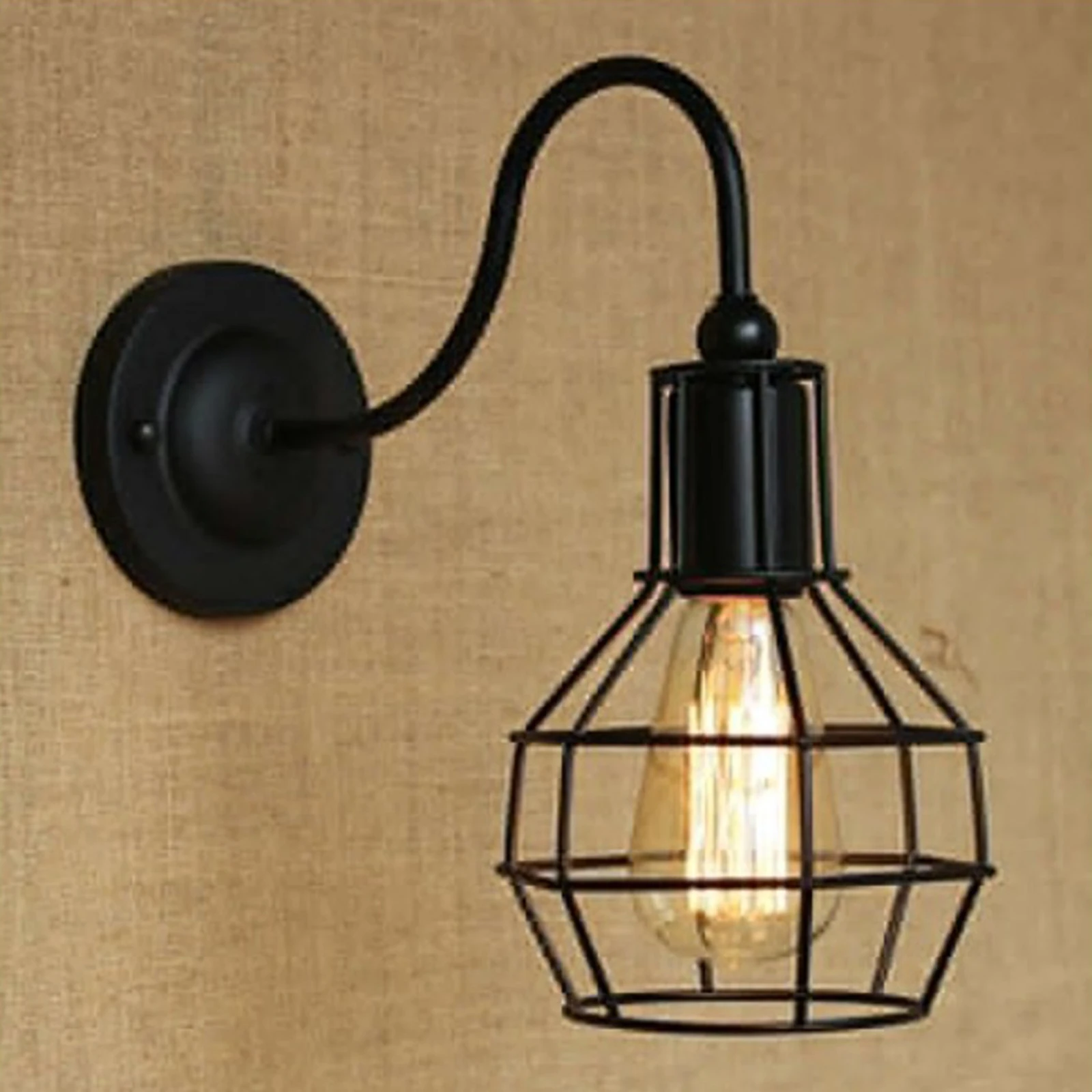 Vintage Style Retro Industrial Loft Iron Ceiling Cage Light Pendant Lamp Shade for Home Bedroom Living Room Decor