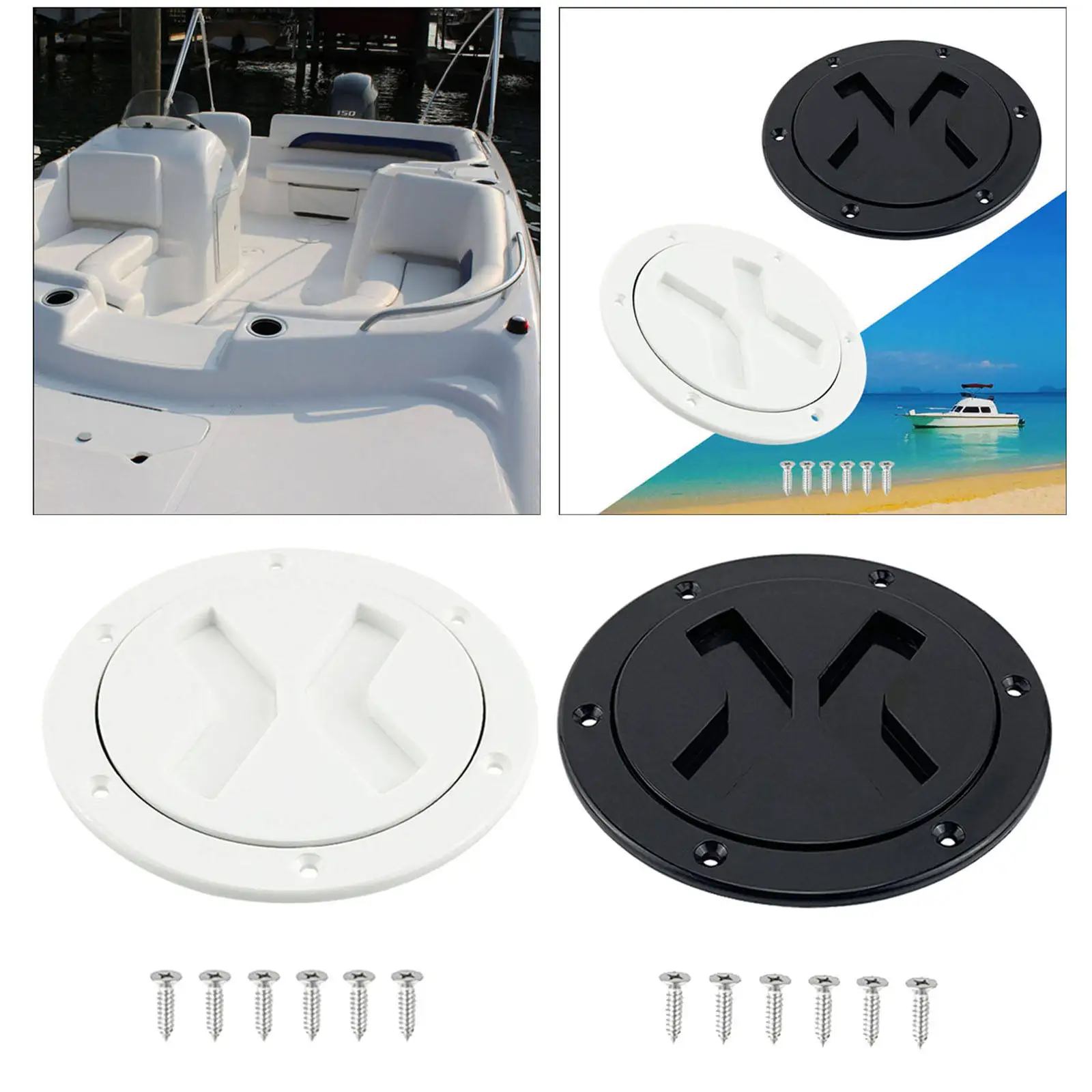 Boat 4 inch Access Port Hatch Cover Deck Plate Screw Out Anti Corrosive Fit for Marine