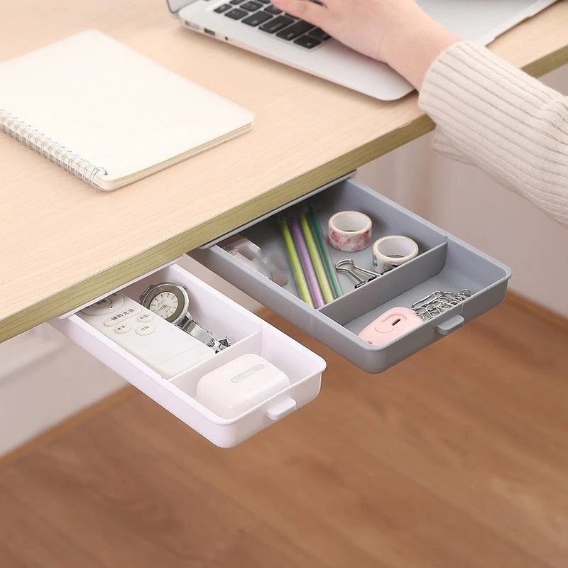 Self Stick Pencil Tray Desk Table Storage Drawer Organizer L0Z Box Under W8V0 