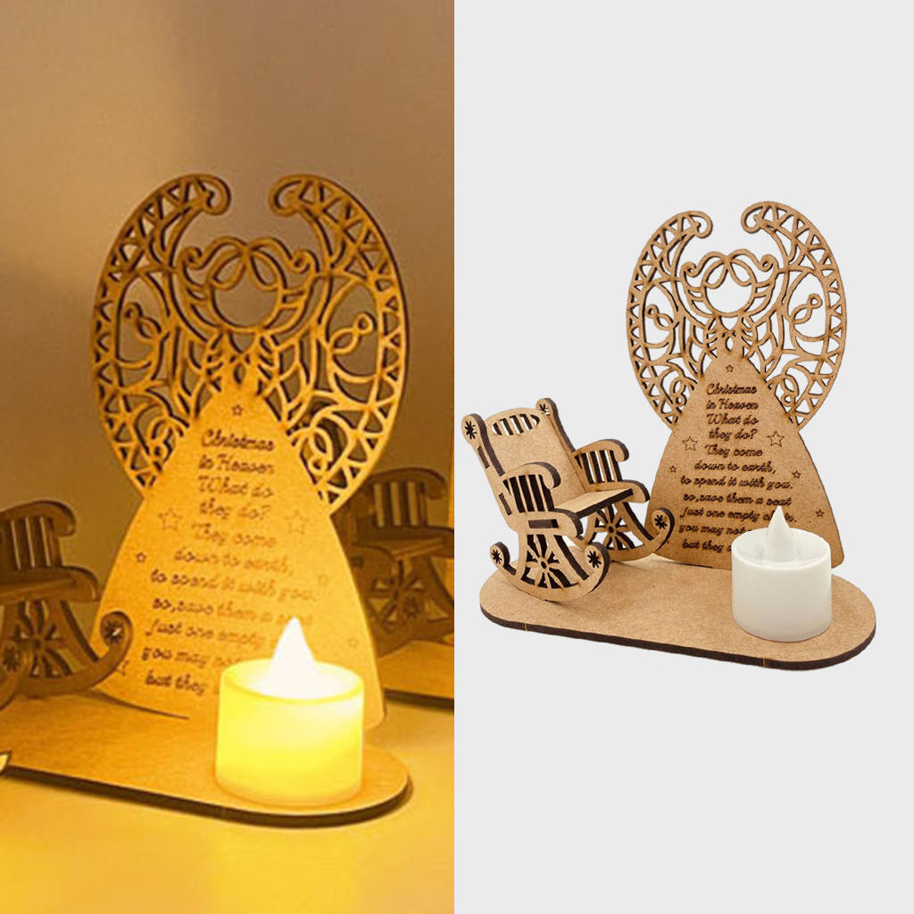 Christmas in Heaven Ornaments Candle Wooden Rocking Chair Bench Memorial Gift Remember Loved Ones Graveside Decoration