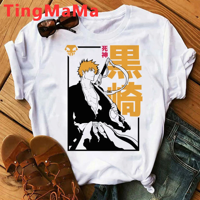 Hot Japanese Anime Bleach T Shirt Men Kawaii Kurosaki Ichigo Graphic Tees Funny Harajuku Cartoon Zaraki Kenpachi T-shirts Male