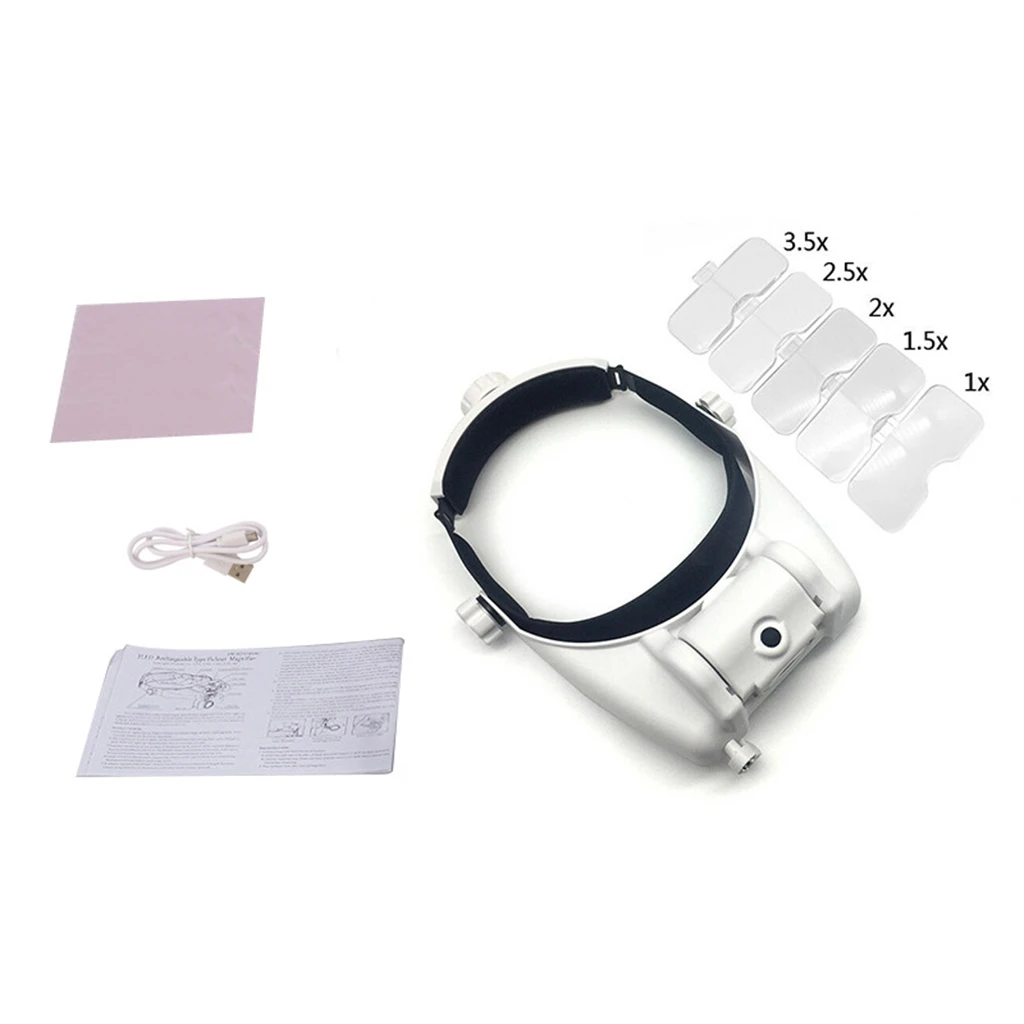 Headband LED Light Visor Head Loupe Bright Repair Magnifier Magnifying Glass