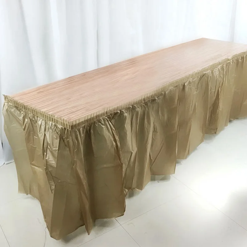 Jetable PEVA Jupe de Table Color : White, Size : 73x420cm plinthes de Table for Une soirée de Mariage Couverture de Table for la décoration de Festival de fête d'anniversaire 73x420cm 