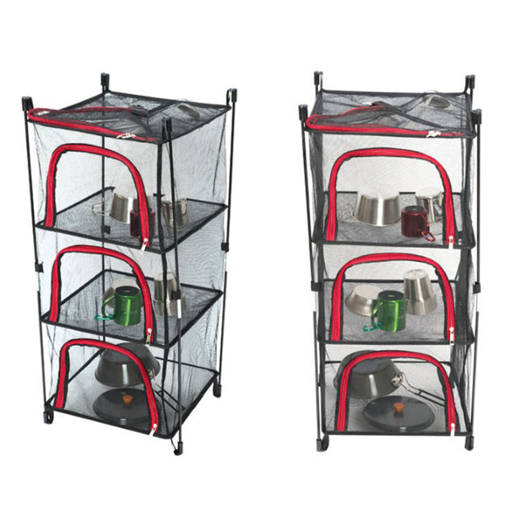 4 Layer Nylon Netting Collapsible Mesh Outdoor Cookware Hanging Drying Dry Rack Net Food Dehydrator Storage Net Basket w/ Bag