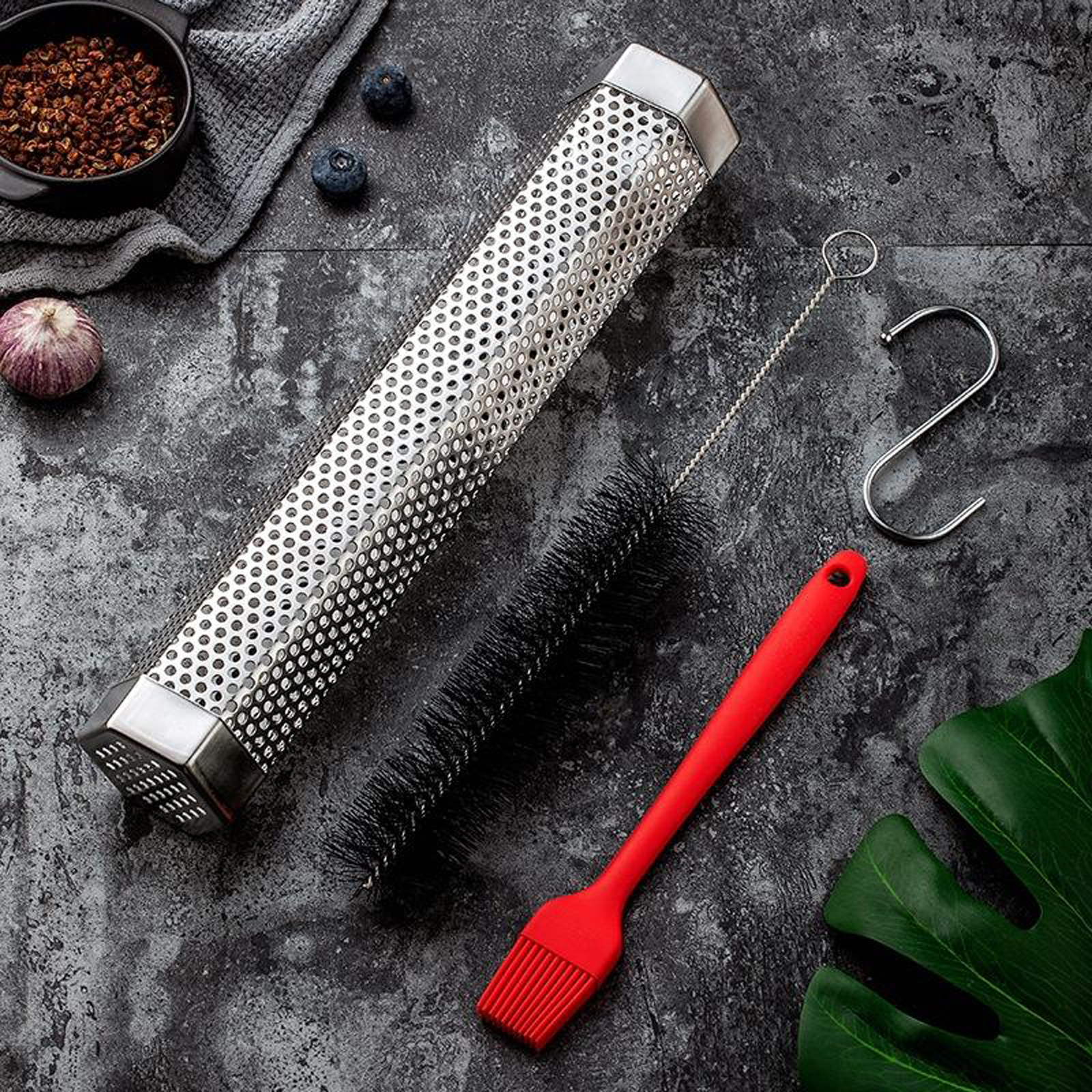 Stainless Steel Outdoor Mesh Pellet Smoker Tube Wood Grill Hot Cold Smoking