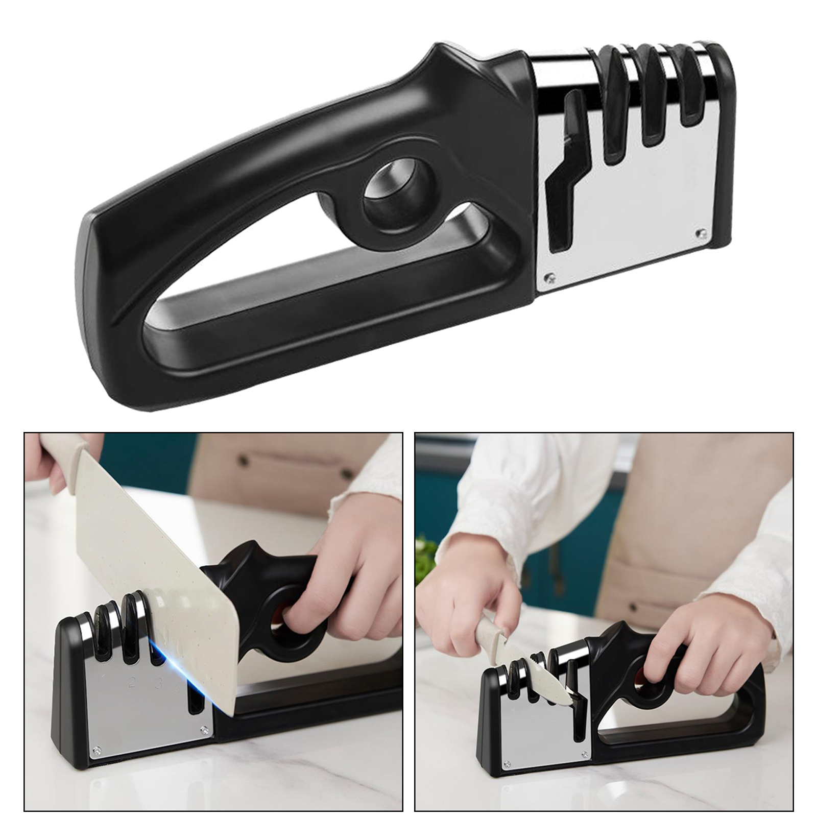 4IN1 Knife Sharpener Diamond Coated Fine Rod Knife Scissors Sharpening Stone