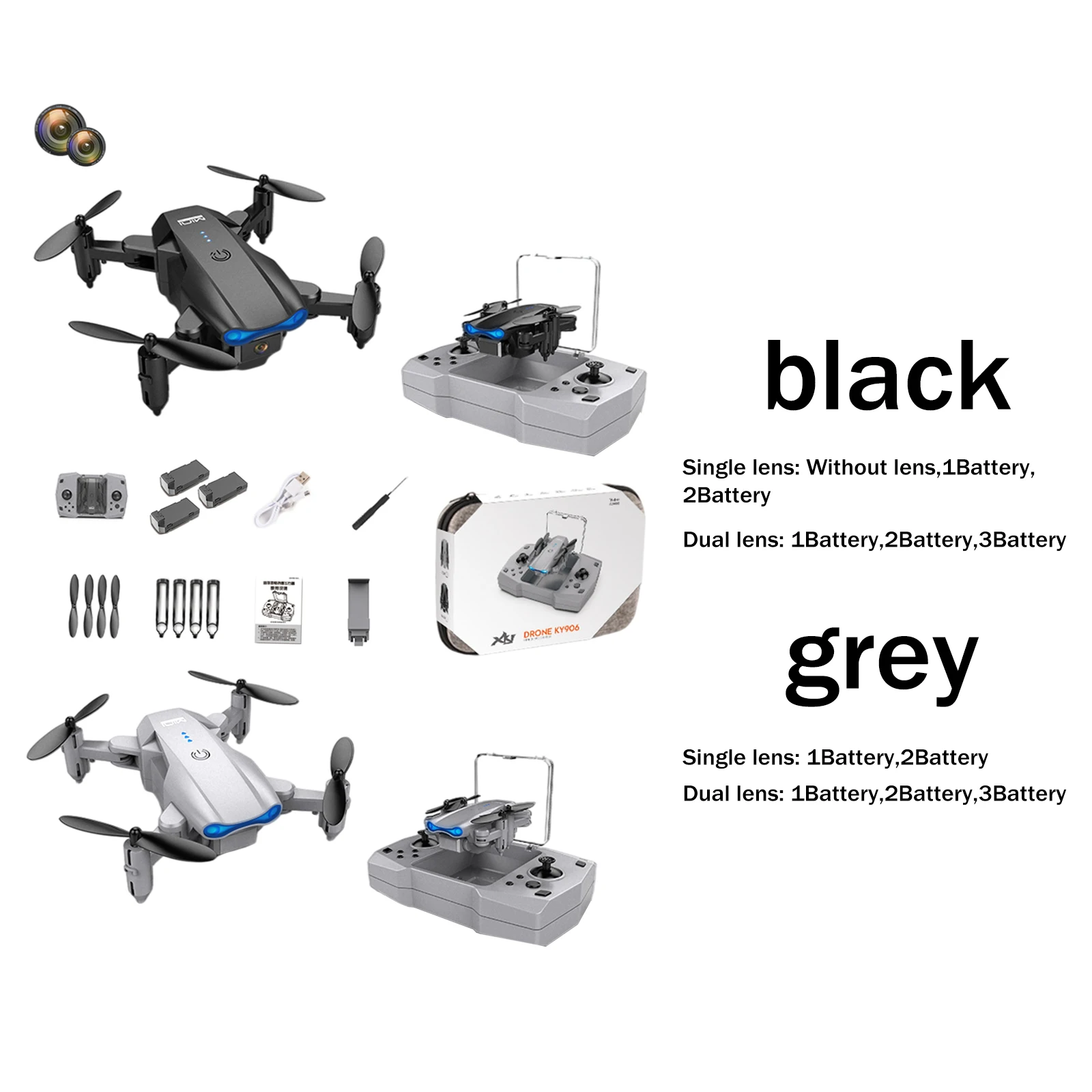 KY906 Mini Drone 4K HD Image RC Quadcopter One Key Return Auto Rotation Trajectory indication Pocket Drones Kid`s Toys