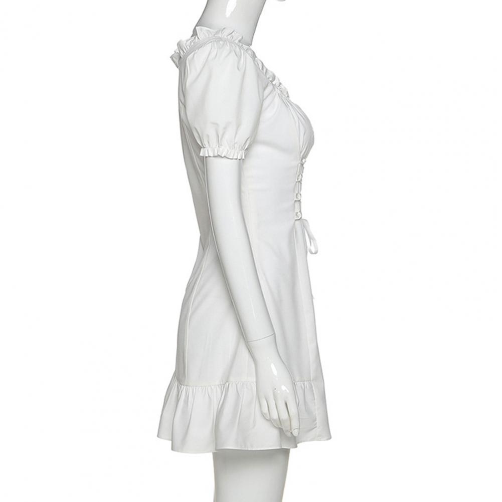 Vestido de Festa Vestidos de Festa Moda Sexy Verão Mini Vestido Puff Mangas Respirável Poliéster Branco Feminino Diário Wear Tamanho Grande 10 respirável poliéster branco feminino vestido de festa