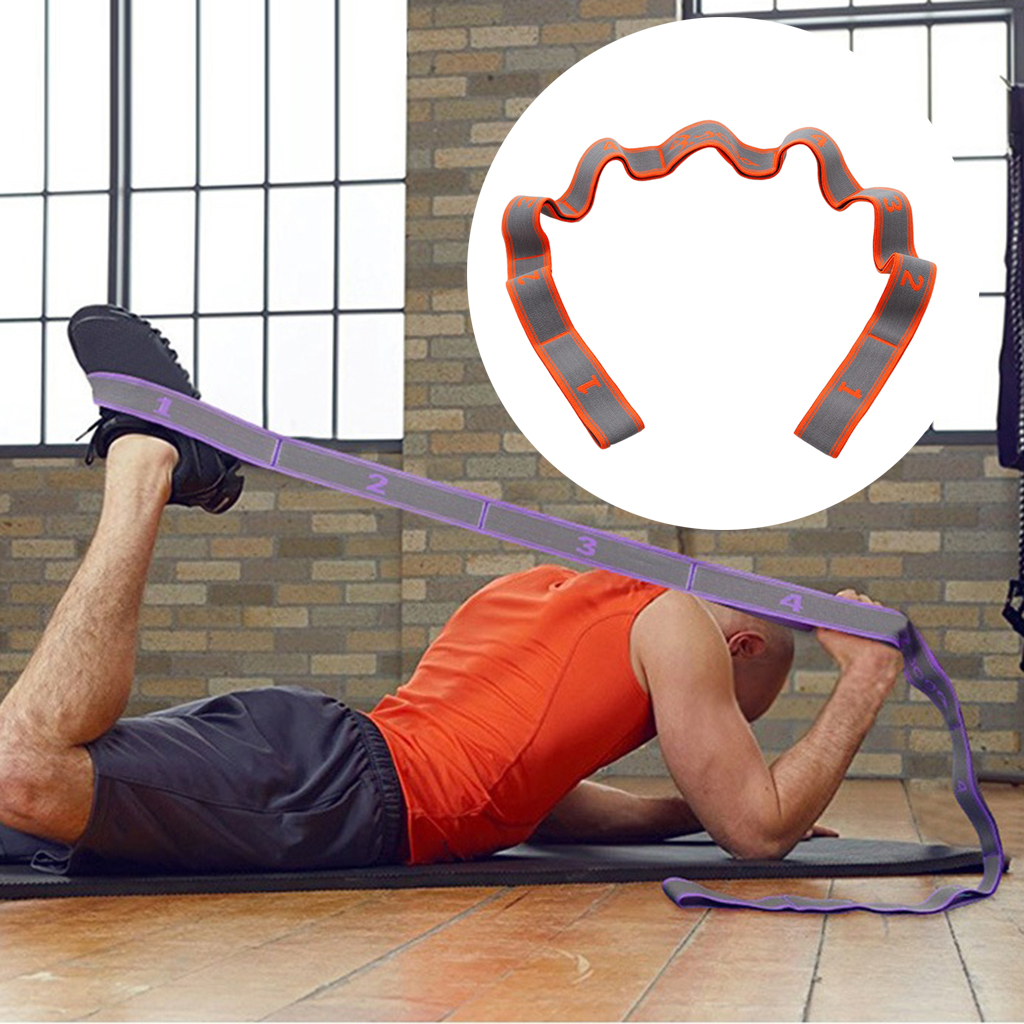 Yoga Pull Strap Fitness Stretching Band Resistance Loop Pink_8 Loops