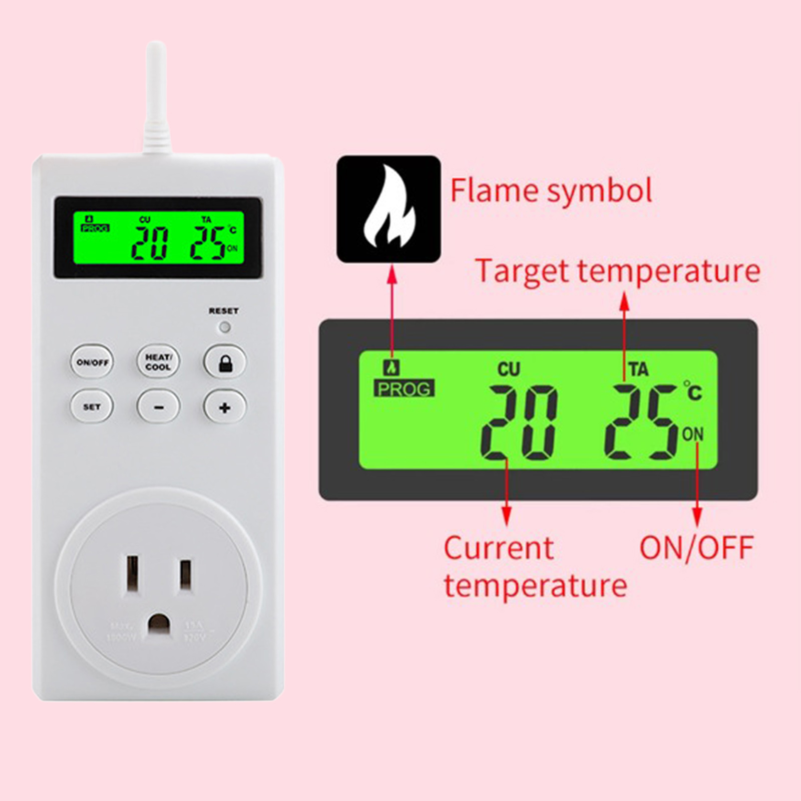 Wireless Socket Digital Thermostat Temperature Controller Temperature Meter US Plug 120V Plug Temperature
