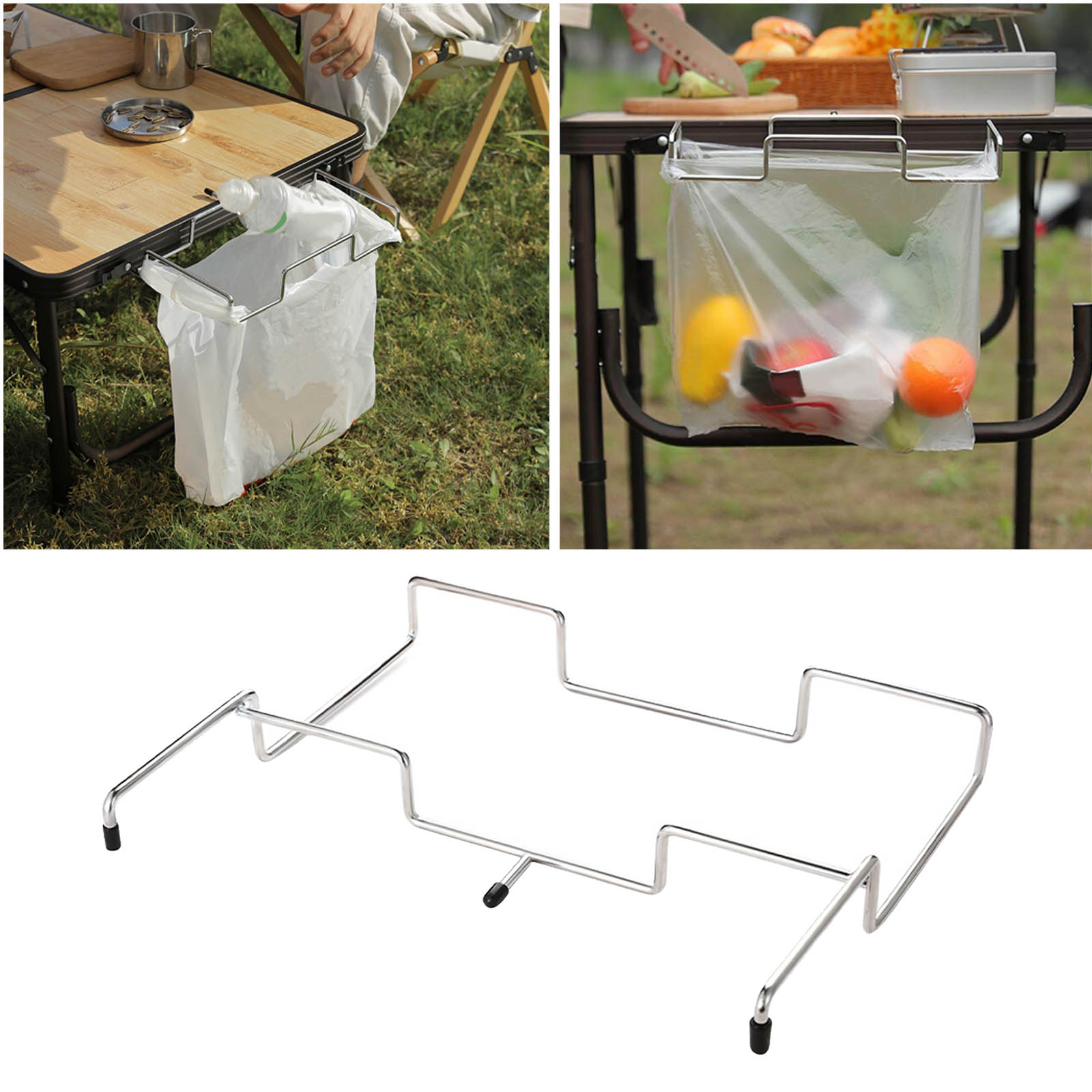 Trash Bag Holder Hanging Rack Kitchen Camping Waste Bins Bags Frame Bracket
