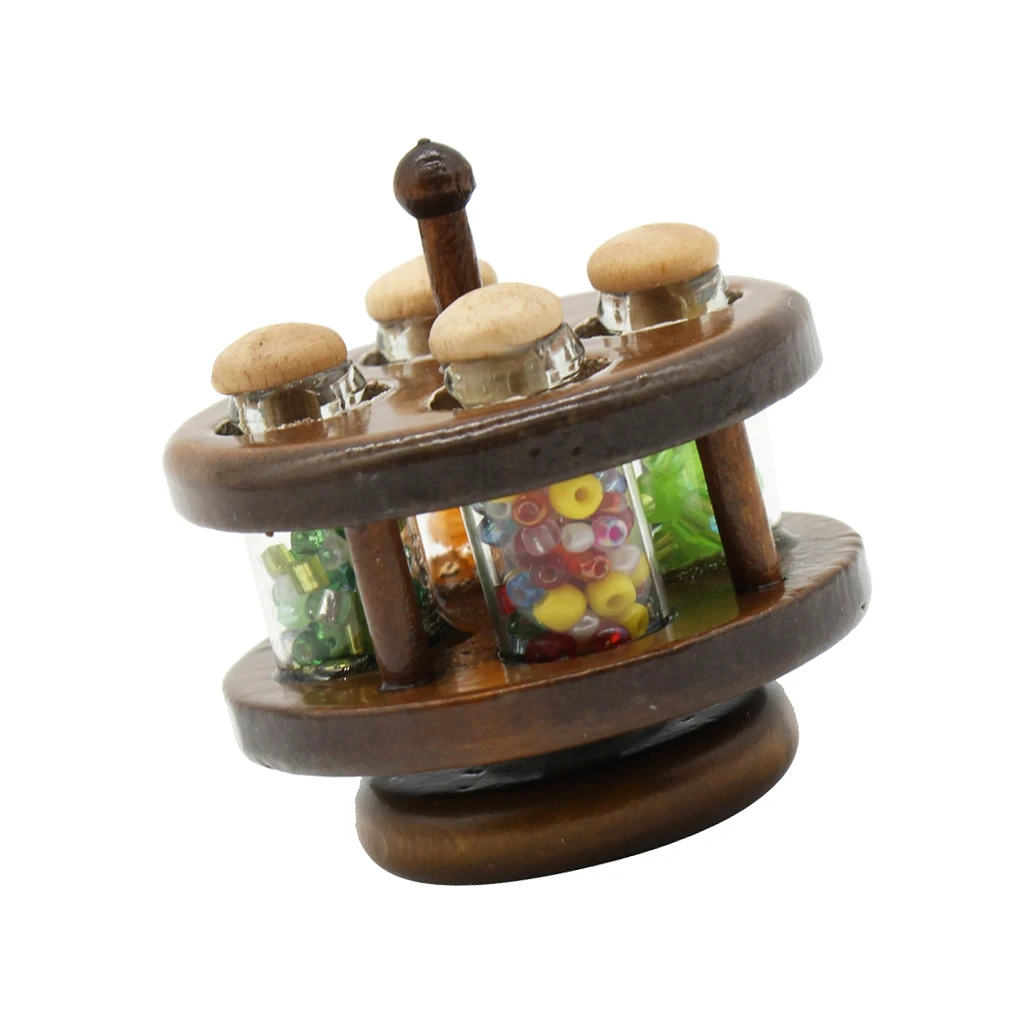 1/12 Dollhouse Kitchen Miniature 4 Spice Bottle Jars Seasoning Pot on Rack