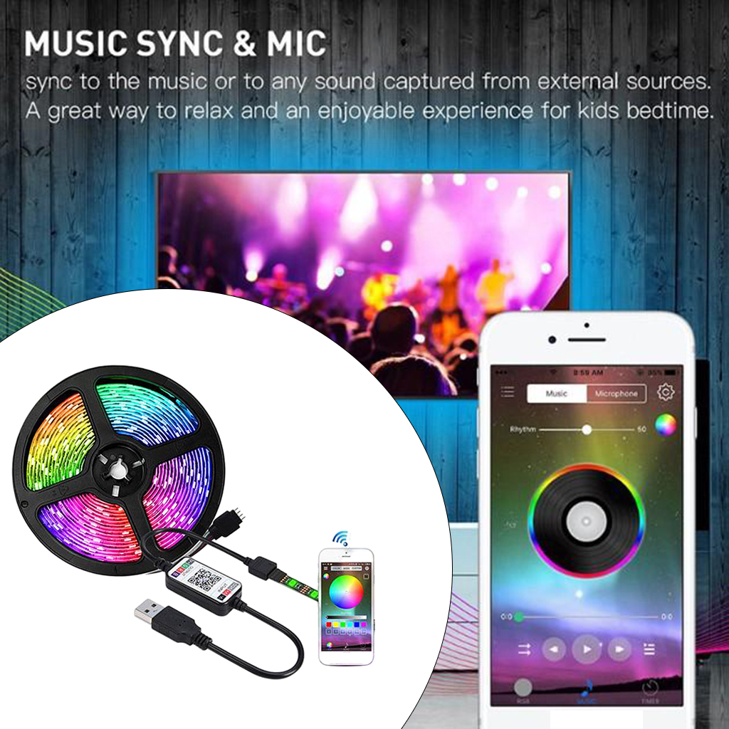 LED Strip Lights TV Backlight 1/2/3/4/5M RGB USB Powered Colored Cing