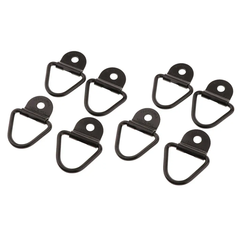 Pack of 4 Heavy Duty Steel V Ring Bolts Tie Down Anchors for Truck, Trailer, Warehouse, BoatBlack)