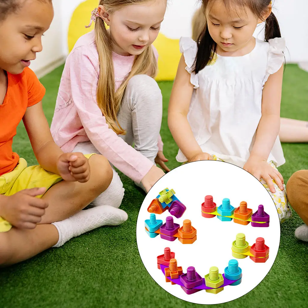 Nuts Bolts Set Screw Nut Toy Brain Teasers Fine Motor Skills for Toddlers Baby Boys Children