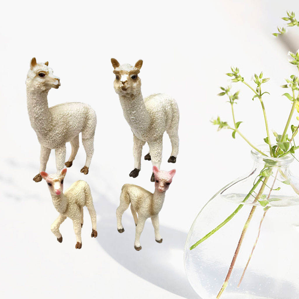4 Pack Simulation Animal Model Farm Animals Alpaca Figurines for Christmas Birthday Gift