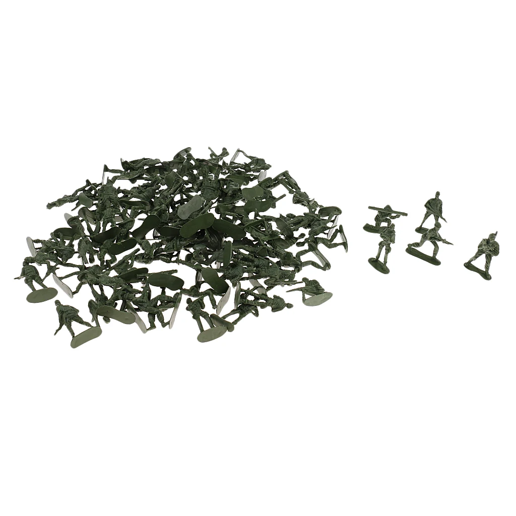 100pcs Plastic WWII Soldiers Action Figures 5cm Army Men Playset -Army Green