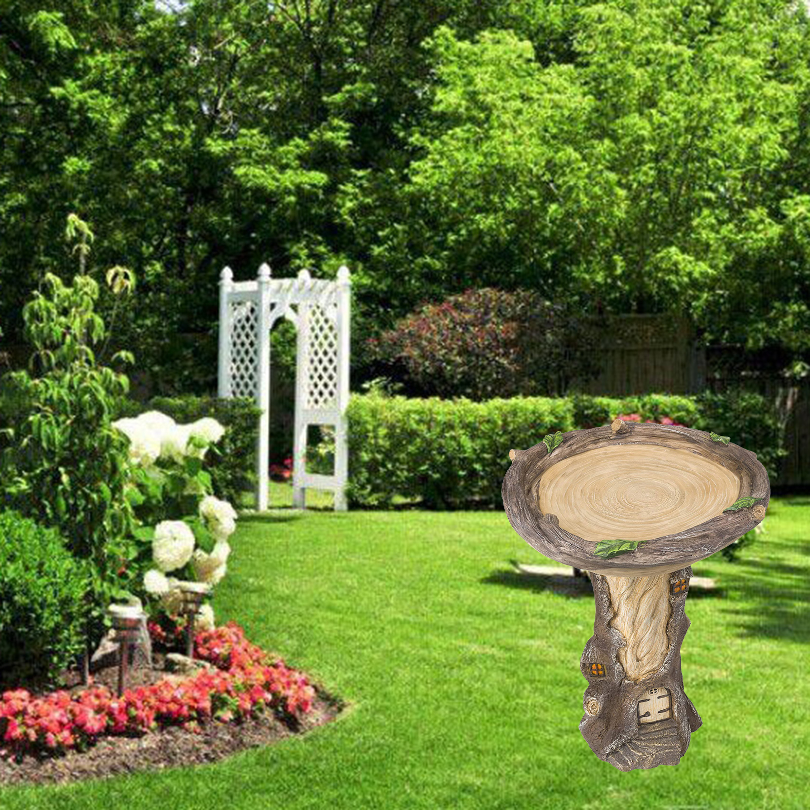 Resin Tree Bird Bath Resin  Flower and Bird Bath Garden Decorations