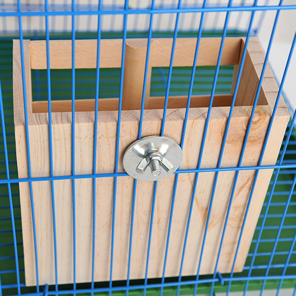 2-in-1 Functional Rabbit Wooden Bowl Feeder Bunny Guinea Pig Chinchilla Hay Grass Rack Manager Small Animals