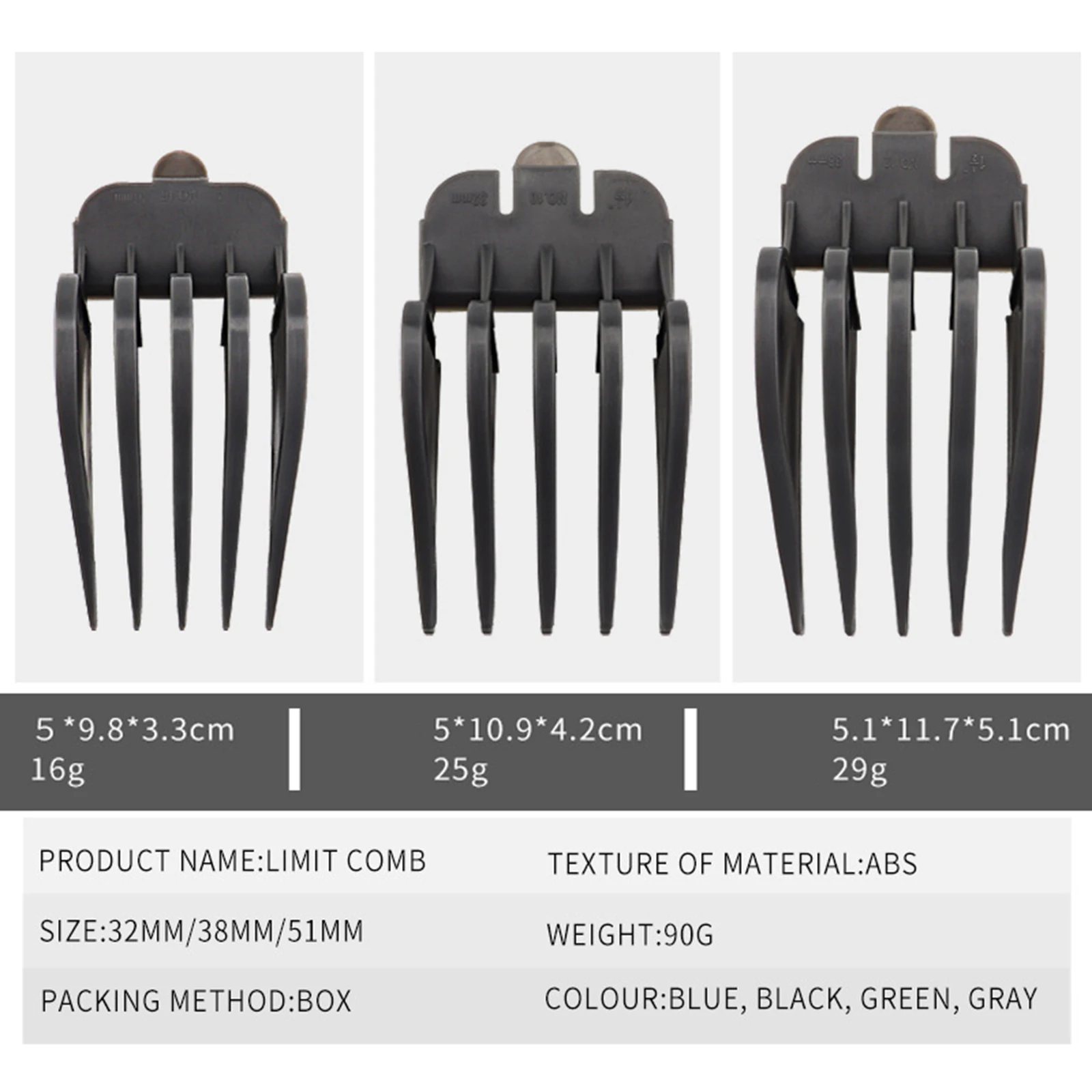 3Pcs/Set Replacement Hair Clipper Guide Combs Cutting Guides Attachment Clipper Guard Combs Attachment Replacement Tool
