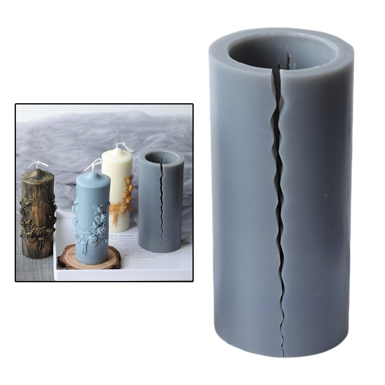 Candle Molds,Cylinder Shape Rose Flower Carved Silicone Candle Molds for Making DIY Wedding Art Candles,Bath Bomb, Soap